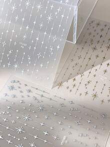 1pc Four-Point Star Nail Stickers Foil Silver DIY Adhesive Nail Art Decoration Waterproof Single Pack Minimalist Sweet French Style Sexy Star Design Nail Decals Nails Nail Supplies - Gold - View 5