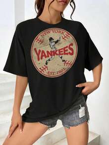 Camiseta de béisbol vintage de los Yankees de Nueva York para mujer - Deportes de Nueva York - Negro - Ver 1