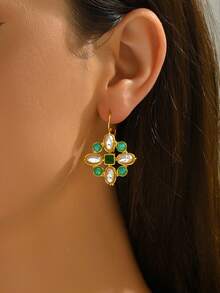 1 par de pendientes con diseño bohemio, lujoso, creativo y brillante, accesorio de joyería adecuado como regalo para el uso diario y festividades de las mujeres - pendientes - Ver 2