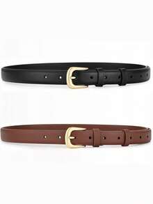 1pc/2pcs-Fashionable Women Belt With Metal Buckle, Suitable For Various Festivals, Parties And Casual Occasions