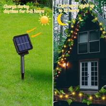 1 Stück, 2m/6,56ft 20LEDs, 5m/16,4ft 50LEDs, 10m/32,8ft 100LEDs solarbetriebene Efeu Lichterkette, Grün Blattpfad Lichter, Rasen Lichter, Garten Lichter für Hochzeit, Party, Garten, Camping, Zaun, Park, Fluss, Musikfestival Dekoration, Solar betrieben