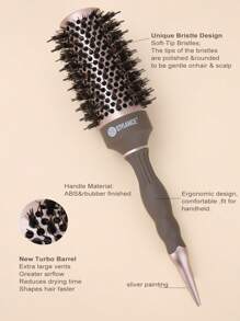 1pc Stylance Nano Ionic Ceramic Hair Salon Brush With Nylon Pins & Boar Bristle Tapered Handle For Hairstyling