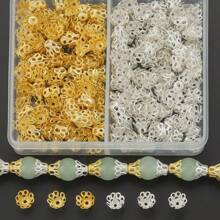 300pcs/Box Random Color Mixing + Random Color Mixing/Golden+Silvery/Golden+White K/KC Golden+Silvery/KC Golden+White K/White K+Silvery Little Cup Shaped Beads Caps For DIY Jewelry Making, Accessories & Parts