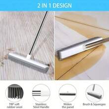 Rubber Broom Carpet Rake Pet Hair Remover Portable Detail Hair Removal Brush Pet Hair Removal Tool Suitable For Hair Carpet Hardwood Floor Tile Window Multi-Component Pet Hair Removal Broom With Long Handle