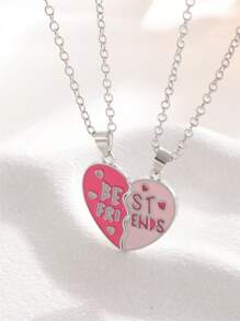2 pièces Collier de meilleurs amis, collier magnétique de couple BFF, pendentif en forme de cœur mignon, cadeau à la mode pour les filles, cadeau d'anniversaire