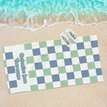 Personalisiertes kariertes Strandtuch - Individueller Name, orange & pink, leichte Microfaser, geeignet für Strand, Pool oder als Geburtstagsgeschenk, personalisiertes Strandtuch Strandutensilien