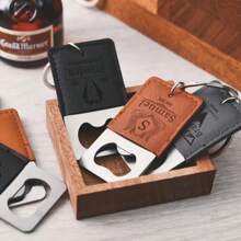 1pc Personalized Leather Bottle Opener, Groomsman Gift, Creative Groomsmen Gift, Wedding Gift, Engraved Bottle Opener Keychain, Custom Bottle Opener Keychain, Logo Bottle Opener, Bottle Opener Keychain, Gifts For Boyfriend, Gifts For Him, Birthday Gift