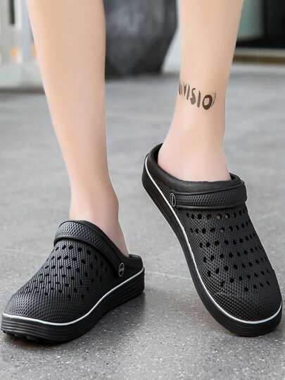 Men's Anti-Slip Waterproof Closed Toe Slides Two-Way Sandals