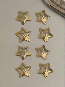 100个/50个/20个/10个/8个金色金属星星发夹，甜美优雅的3厘米星星发饰套装，女士可爱套装，头部饰品，发卡 - 金色 - 查看 1