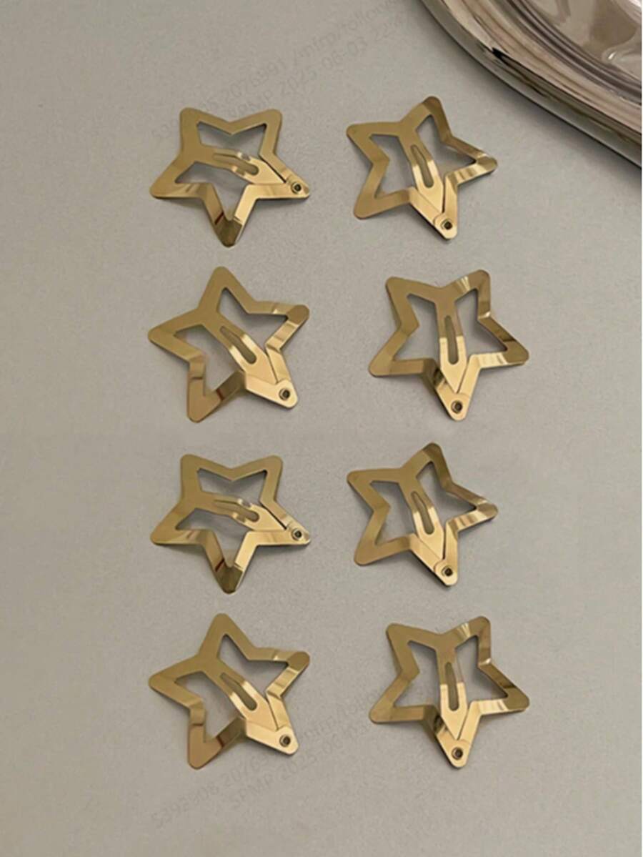 100个/50个/20个/10个/8个金色金属星星发夹，甜美优雅的3厘米星星发饰套装，女士可爱套装，头部饰品，发卡 - 金色 - 查看 1