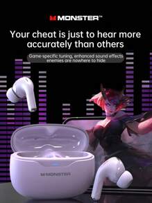 Monster Auriculares inalámbricos TWS Monster MQT53 con cancelación de ruido, auriculares deportivos con micrófono