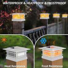 6 Pack Solar Post Cap Lights Outdoor With Flickering Flame Light, White Shell Fence Post Solar Lights Fit 4x4 5x5 6x6 Vinyl/Wooden Posts, Brightness LED Lighting Decor For Garden Deck Patio - White - View 9