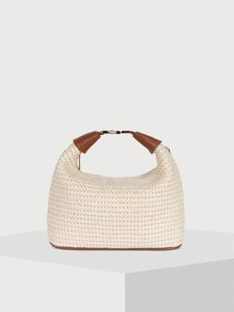 Stroh-Geldbörse für Damen, Sommer-Raffia-Geldbörsen, kleine Strand-Umhängetaschen, Urlaub, gewebter Henkel oben, Satchel-Handtasche