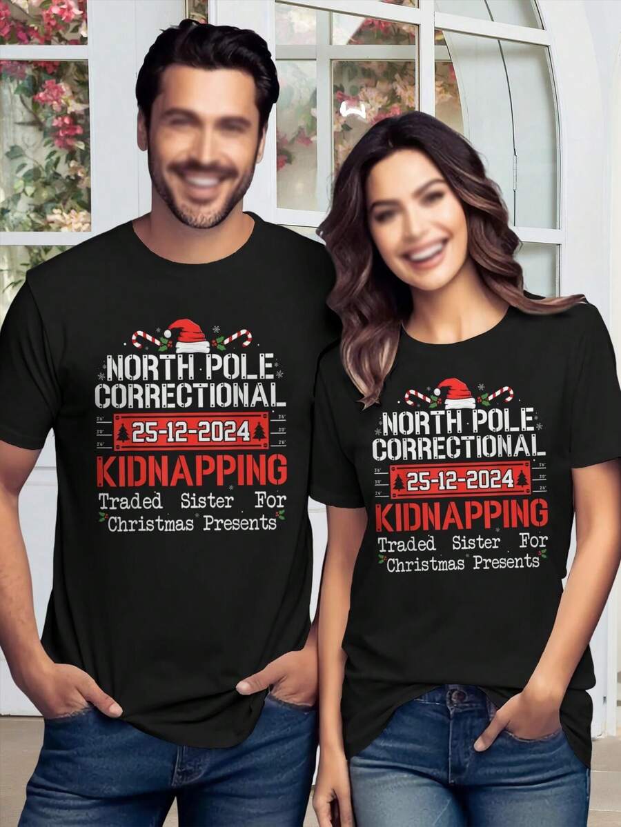 Camiseta navideña divertida de la Correccional del Polo Norte para la siesta - Regalo para hermana, camiseta unisex para vacaciones, presente de la lista de traviesos de Santa, ropa para hombre - Negro - Ver 1