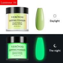 VERONNI 12 couleurs de poudre à tremper qui brillent dans le noir, avec un effet de dégradé rêveur, parfait pour les ongles de fête et le nail art DIY créatif