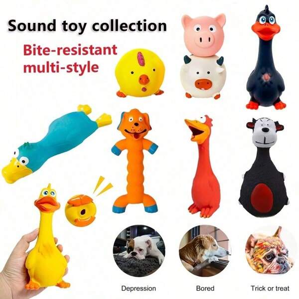 Coleção de Brinquedos de Mastigação para Cachorros com Som, Acessórios de Cuidados Dentais para Limpeza e Trituração dos Dentes, Sem Bateria Necessária