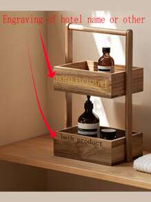 Customizable Wooden Storage Rack, Printable Text/Logo, Portable Bathroom Organizer, Decorative Countertop, Double-Tier Fruit Basket, 2-Layer Wooden Storage Shelf, Elegant Hotel/Home Decor Rack, Multifunctional Storage, High-End Wooden Goods, Luxurious Cosmetic Organizer, Bath Bottles And Cup Holder