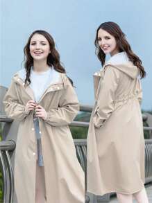 Korean Coat Type Raincoat Women Waterproof Adult Rainproof Windproof Long Sleeve Riding Sweet Girls