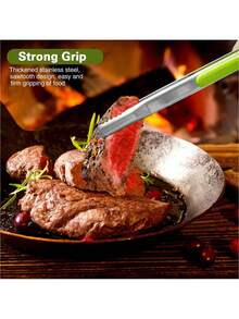 Stainless Steel BBQ Food Kitchen Tongs, Heat Resistant Grill Tongs, Kitchen Cooking Tongs, Silicone Food Tongs, Stainless Steel Kitchen Tongs With Non-Slip Handles, Non-Stick Cooking Tongs, Suitable For Baking Grilling, Camping Grilling, Serving, Cooking, Salads, Serving And Buffet, Outdoor Grilling Supplies Accessories, Kitchen Accessories.