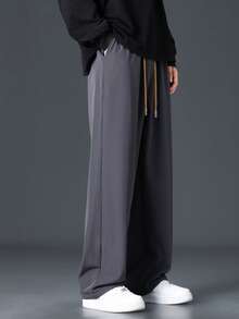 Men's Fashionable Casual Thick Straight Leg Pants - Dark Grey - View 5