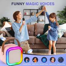 2024 年新款儿童成人卡拉 OK 机，便携式无线迷你卡拉 OK 麦克风唱歌扬声器，带 2 个无线麦克风和灯，智能手机玩具，生日，家庭，家庭聚会，儿童相机，儿童智能手机儿童，女孩卡拉 OK