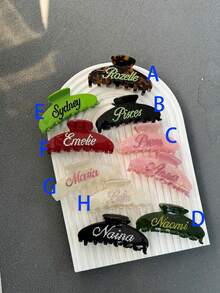 Custom Name Hair Claw Clip,Personalized Hair Decoration,Custom Name Hair Accessory,Anniversary Gift,Wedding,Bride Gift,Bridesmaid,Wife,Woman,School Supplies,Back To School,School Gift,For Office,For School,For Classroom,For Teacher Gifts,For University,For Colleague,For Dorm Rooms,For Teacher,For Boys And Girls,For Teenagers,Junior High School Students,Middle School Students,High School Senior High School Students,College Students,University Students,Freshman,Sophomore,Underclassmen,Durable,Colorful,Cute,Adorable,Funny,Kawaii,Y2K,Stylish,Unisex,Casual,Custom,Personalized,Unique,Customized,Ideal Gifts For Him,Ideal Gifts For Her,Her,Boyfriend,Girlfriend,Family,Friends,Delicate Romance, Urban Chill,Vacay Vibe Au - Multicolor - View 10