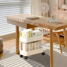 1pc 2-Tier Rolling Storage Cart - PP Material, Multipurpose For Office, Kitchen, Bathroom And Bedroom Organization Outdoor Decor