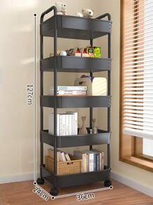 1pc 2-Tier Rolling Storage Cart - PP Material, Multipurpose For Office, Kitchen, Bathroom And Bedroom Organization Outdoor Decor