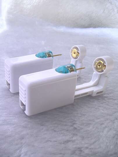 Kit de autoperfuração simples para meninas com pistola de piercing descartável e brincos de aço inoxidável