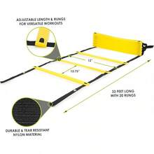 Escalera de agilidad ProSource Fit Speed de 8, 12 y 20 peldaños para entrenamiento de velocidad y ejercicios de agilidad deportiva con bolsa de transporte gratuita - Amarillo - 20 peldaños - Ver 10