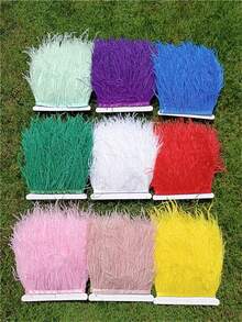 1m Color Simulation Of Ostrich Feathers Trim 8-10cm Feather Ribbon Sewing Wedding Party Costume Decoration Crafts Accessories - Multicolor - View 12
