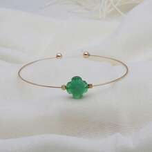 1 件女士时尚幸运花天然石不锈钢手镯，情人节、母亲节、妈妈、母亲、母亲节、礼物的日常佩戴礼物