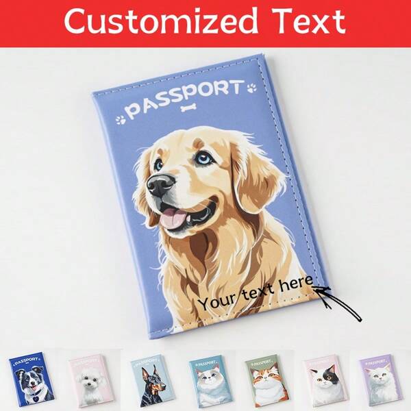 Customized Text Passport Holder, Personalised Animal Passport Holder,Cute Cat Passport Holder, Cartoon Dog Passport Holder,Simple Cartoon ID Card Holder, Ticket Holder, Bank Card Holder,Travel Accessories,Back-To-School Gifts For International Students, Personalized Gift