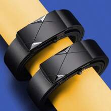 1pc Fashionable Men's Belt With Automatic Buckle, High-End Design Suitable For Young And Middle-Aged Gentlemen