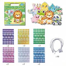 Attività artistiche e creative per bambini - Set di pittura con adesivi di animali carini, adesivi laser e set da colorare, 10 carte con disegni di animali + 12 adesivi laser + 10 corde decorative, decorazioni da appendere, artigianato fatto in casa, set creativo, regalo di compleanno, regalo per le vacanze, regalo per il ritorno a scuola, borsa, giocattoli per bambini e bambine di 3-6 anni, regali di Natale e Ognissanti