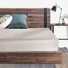 Brock Metal And Wood Platform Bed Frame Solid Acacia Wood Mattress Foundation No Box Spring Needed Easy Assembly King - Brown - View 1
