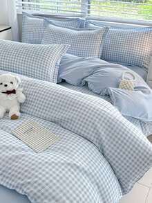 4pcs/Set Bedding Set, Dormitory/Bedroom Use, Double-Sided Printed Design, 1pc Duvet Cover + 1pc Bedsheet + 2pcs Pillowcases, Warm, Soft, Skin-Friendly, Fade-Resistant, Antibacterial