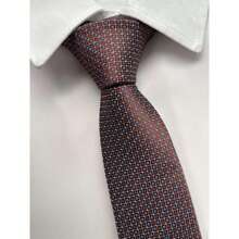 Gravata Semi Slim Marrom Escura com Pontinhos Azul - 1200 Fios