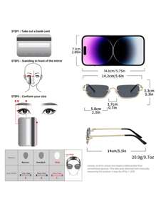 1 pièce Lunettes de mode femme décontractées rétro à demi-monture noires en métal, convient pour les sorties quotidiennes, la décoration de plage d'été
