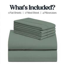 Slay Your Sleep: Cloud-Soft Cooling Bamboo Blend Sheets – 6-Piece Set W/ Deep Pockets – Breathable, All-Season Bedding, No Wrinkles, No Stress, Cozy Vibes Only – Twin, Full, Queen, King, Cal King - 淺青色 - 查看 3