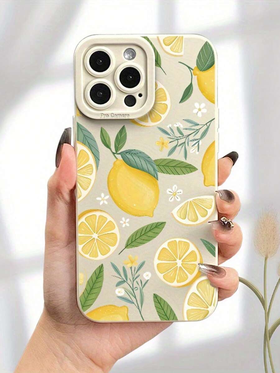 Funda de teléfono con borde recto perforado, pintada con flores de limón, anti-caída, compatible con iPhone, Redmi Note 11 4G y Redmi 11 Lite, versión internacional, resistente a arañazos, no la versión nacional - Multicolor - Ver 1