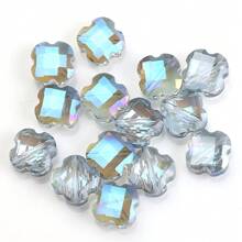 30 Peças/Pacote 9*12mm Oval 12mm Contas de Vidro de Trevo de Quatro Folhas, Contas Soltas Eletrorrevestidas para Acessórios de Joias DIY, Chaveiros, Encantos de Celular