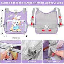 Toddler Harness Backpack Leash, Collapsible Kids Harness + Anti Lost Wrist Link, Cute Rabbit Child Leash For Outdoor Travel, Portable Baby Walking Harness Protector Wristband Strap For Girls/Boy - Multicolor - View 3