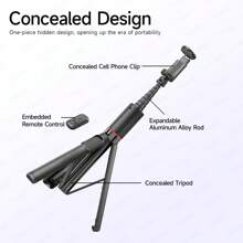 TOKQI 52,8 Zoll Selfie-Stick Smartphone Stativ mit kabellosem Fernbedienung, tragbar, leicht, ausziehbares Smartphone Stativ (Schwarz)