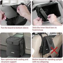 Car Trash Can With Lid - Leakproof Garbage Bin Car Organizer Bag,  Foldable Vehicle Trash Bin With Structure Support,  Automotive Truck Accessories For Women & Men (2 Gallon/7. 5L)