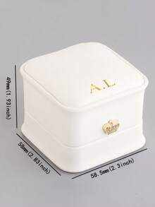 [定制]个性化定制名字 1 件优雅皇冠戒指盒仿皮革镀金铁和天鹅绒内饰珠宝收纳盒适用于婚礼订婚或特殊场合