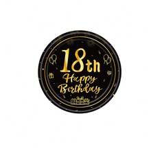 10pcs/20pcs/40pcs/60pcs/Set,18th Birthday Decorations , Happy 18th Birthday Black And Gold Birthday Plates Napkins Tableware For Her Him 18th Birthday Party Gifts Halloween Table Decorations - Black 18 Years Old - View 10