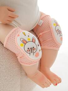 1 par de rodilleras de conejo rosa de dibujos animados lindos para bebé/niño pequeño, protectores de rodillas para gatear para niños para deportes, uso al aire libre y diario