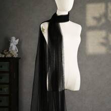 1 Peça Xale Longo de Tule Minimalista Feminino, Acessório Versátil para Festa, Casamento, Bolero