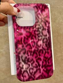 粉纹硅胶时尚幸运红豹闪粉冰霜手机壳，单件装，兼容 17 Air 16 15 14 13 12 Pro Max，透明软硅胶后盖，带女孩镜面镜头保护，生日礼物派对适用 - 粉紅豹紋 - 查看 4